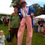 Frank B as Uncle Sam on stilts